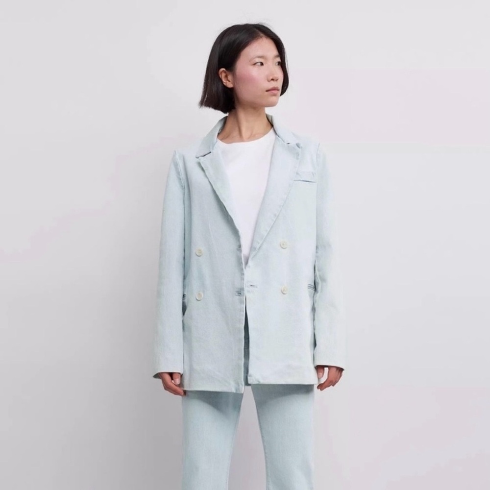 Levi’s NWT Light Blue Denim Double-Breasted Sport Coat Blazer Size Small